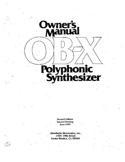 . Various Oberheim OB-X Owners Manual  . Various SM scena Oberheim Oberheim OB-X Owners Manual.pdf