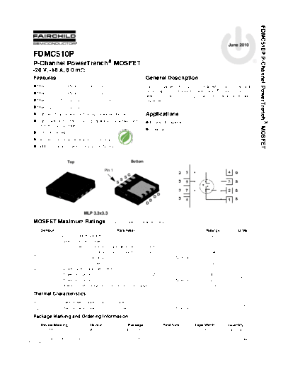 Fairchild Semiconductor fdmc510p  . Electronic Components Datasheets Active components Transistors Fairchild Semiconductor fdmc510p.pdf