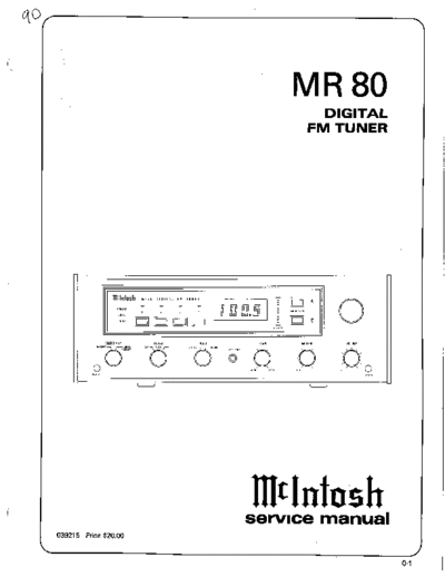 Mc INTOSH McIntosh MR80 Service Manual  . Rare and Ancient Equipment Mc INTOSH Audio MR80 McIntosh MR80 Service Manual.pdf