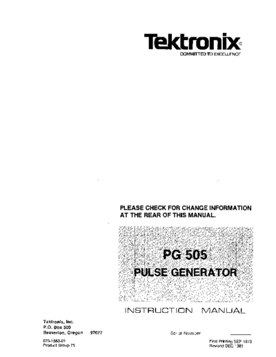 Tektronix 070-1583-01 PG505 Dec81  Tektronix tm500 070-1583-01_PG505_Dec81.pdf