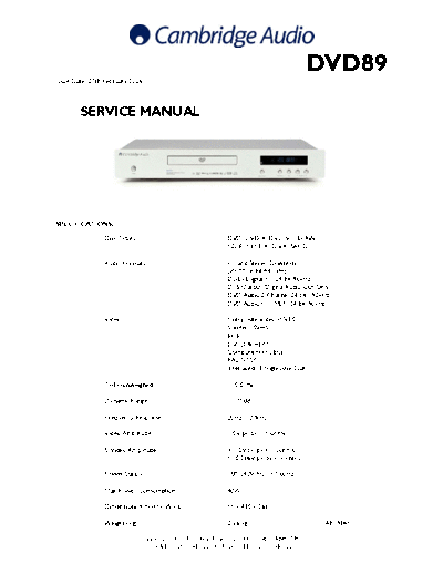 CAMBRIDGE hfe cambridge audio azur dvd89 service  . Rare and Ancient Equipment CAMBRIDGE Audio Azur DVD89 hfe_cambridge_audio_azur_dvd89_service.pdf