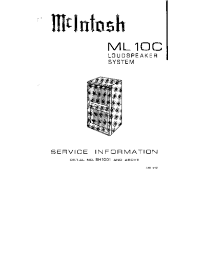 Mc INTOSH McIntosh ML-10-C service manual  . Rare and Ancient Equipment Mc INTOSH Audio ML 10C McIntosh_ML-10-C_service_manual.pdf