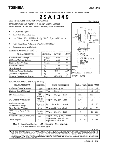 Toshiba 2sa1349  . Electronic Components Datasheets Active components Transistors Toshiba 2sa1349.pdf