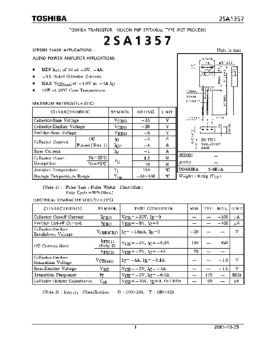Toshiba 2sa1357  . Electronic Components Datasheets Active components Transistors Toshiba 2sa1357.pdf