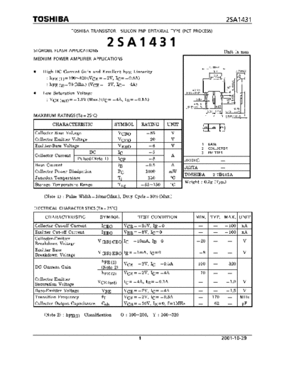 Toshiba 2sa1431  . Electronic Components Datasheets Active components Transistors Toshiba 2sa1431.pdf