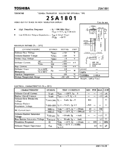 Toshiba 2sa1801  . Electronic Components Datasheets Active components Transistors Toshiba 2sa1801.pdf