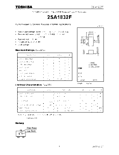 Toshiba 2sa1832f  . Electronic Components Datasheets Active components Transistors Toshiba 2sa1832f.pdf