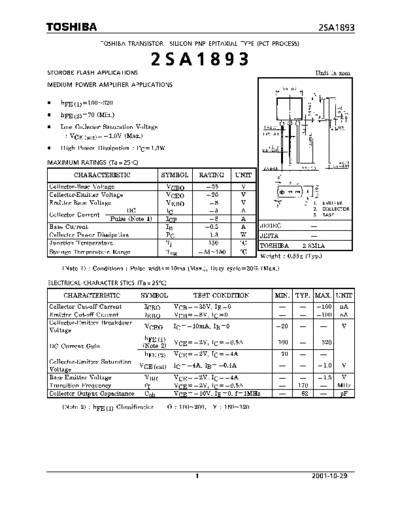 Toshiba 2sa1893  . Electronic Components Datasheets Active components Transistors Toshiba 2sa1893.pdf
