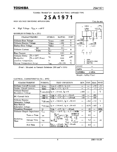 Toshiba 2sa1971  . Electronic Components Datasheets Active components Transistors Toshiba 2sa1971.pdf
