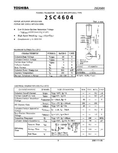 Toshiba 2sc4604  . Electronic Components Datasheets Active components Transistors Toshiba 2sc4604.pdf