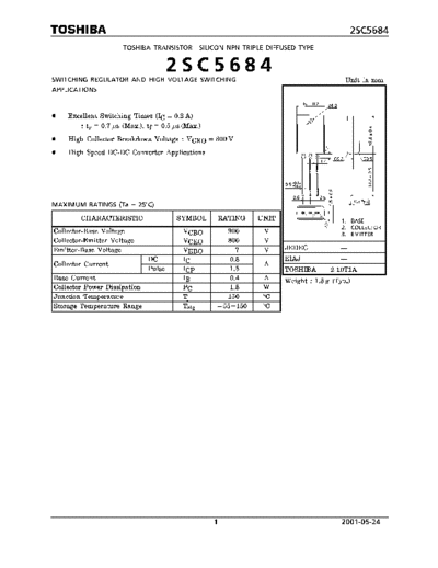 Toshiba 2sc5684  . Electronic Components Datasheets Active components Transistors Toshiba 2sc5684.pdf