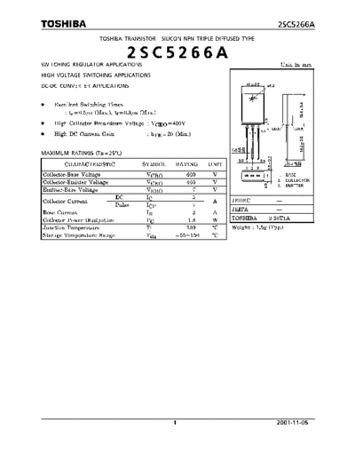 Toshiba 2sc5266a  . Electronic Components Datasheets Active components Transistors Toshiba 2sc5266a.pdf