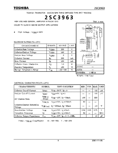Toshiba 2sc3963  . Electronic Components Datasheets Active components Transistors Toshiba 2sc3963.pdf
