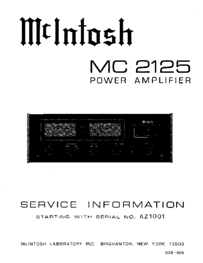 Mc INTOSH hfe mcintosh mc2125 service  . Rare and Ancient Equipment Mc INTOSH Audio MC2125 hfe_mcintosh_mc2125_service.pdf