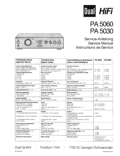 DUAL hfe   pa 5030 5060 service en de fr  . Rare and Ancient Equipment DUAL Audio PA 5060 hfe_dual_pa_5030_5060_service_en_de_fr.pdf