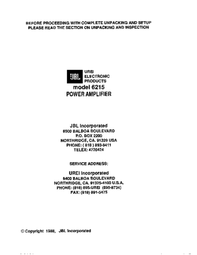 . Various JBL-6215 manual  . Various SM scena Studio JBL-6215 manual.pdf