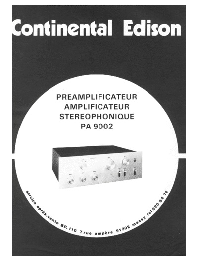 CONTINENTAL EDISON continental edison pa 9002 sm  . Rare and Ancient Equipment CONTINENTAL EDISON Audio PA 9002 continental_edison_pa_9002_sm.pdf