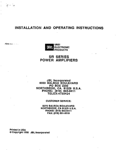 . Various JBL-SR Series Power Amplifiers  . Various SM scena Studio JBL-SR Series Power Amplifiers.pdf