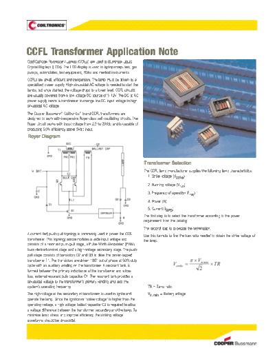 . Various Coiltronics CCFL Transformer Application Note  . Various CCFL CIRCUITS CCFL Circuits CCFL Transformers Coiltronics CCFL Transformer Application Note.pdf