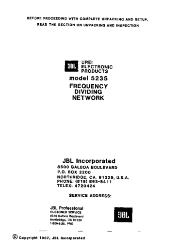 . Various JBL-5235 manual  . Various SM scena Studio JBL-5235 manual.pdf