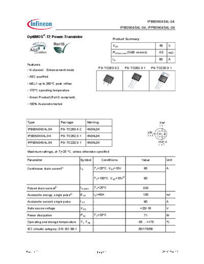 Infineon ipp80n04s4l-04 ipb80n04s4l-04 ipi80n04s4l-04  . Electronic Components Datasheets Active components Transistors Infineon ipp80n04s4l-04_ipb80n04s4l-04_ipi80n04s4l-04.pdf