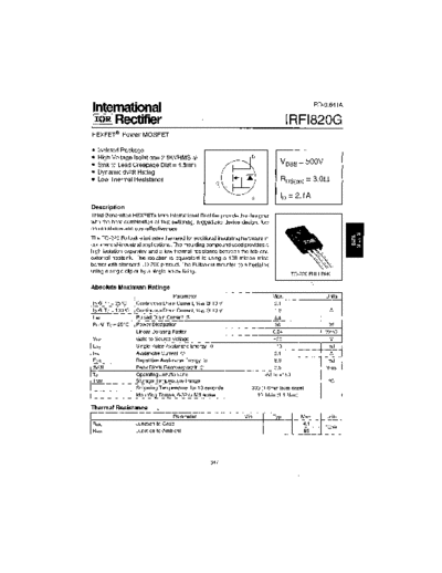 International Rectifier irfi820g  . Electronic Components Datasheets Active components Transistors International Rectifier irfi820g.pdf