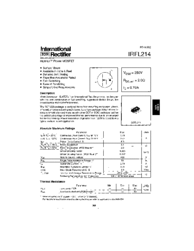 International Rectifier irfl214  . Electronic Components Datasheets Active components Transistors International Rectifier irfl214.pdf