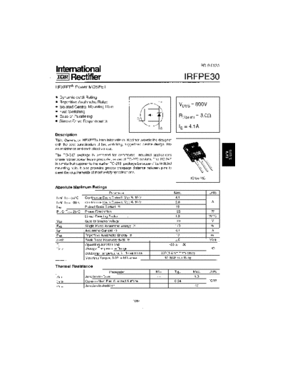 International Rectifier irfpe30  . Electronic Components Datasheets Active components Transistors International Rectifier irfpe30.pdf