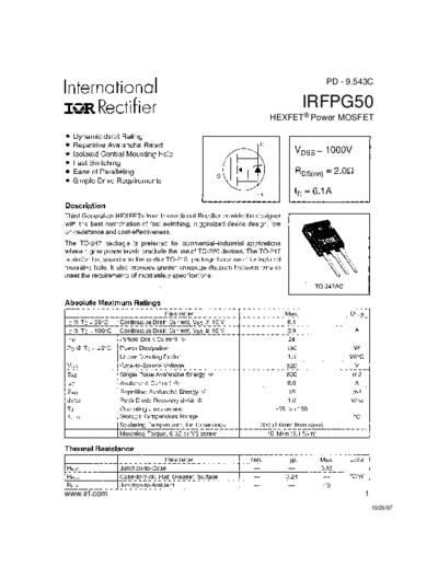 International Rectifier irfpg50  . Electronic Components Datasheets Active components Transistors International Rectifier irfpg50.pdf