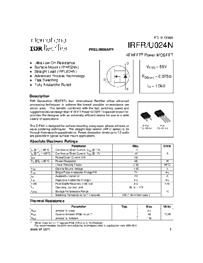 International Rectifier irfr024n  . Electronic Components Datasheets Active components Transistors International Rectifier irfr024n.pdf