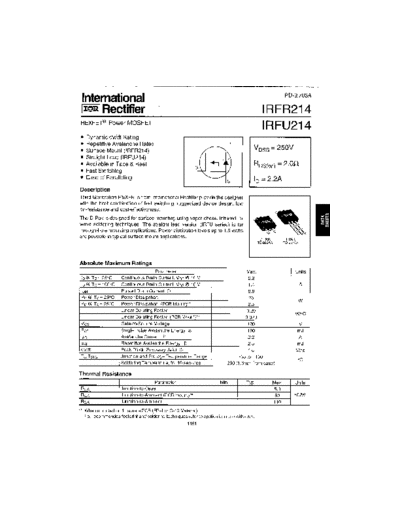 International Rectifier irfr214  . Electronic Components Datasheets Active components Transistors International Rectifier irfr214.pdf