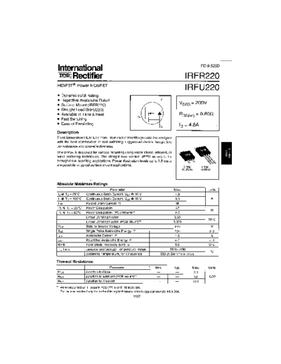 International Rectifier irfr220  . Electronic Components Datasheets Active components Transistors International Rectifier irfr220.pdf