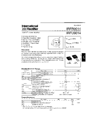 International Rectifier irfr9014  . Electronic Components Datasheets Active components Transistors International Rectifier irfr9014.pdf