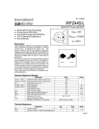 International Rectifier irfz44s  . Electronic Components Datasheets Active components Transistors International Rectifier irfz44s.pdf