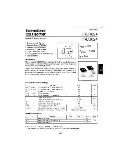 International Rectifier irlr024  . Electronic Components Datasheets Active components Transistors International Rectifier irlr024.pdf