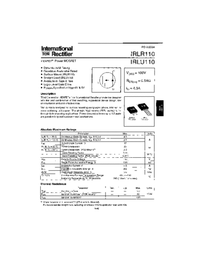 International Rectifier irlr110  . Electronic Components Datasheets Active components Transistors International Rectifier irlr110.pdf