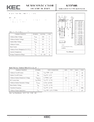 KEC ktd718b  . Electronic Components Datasheets Active components Transistors KEC ktd718b.pdf