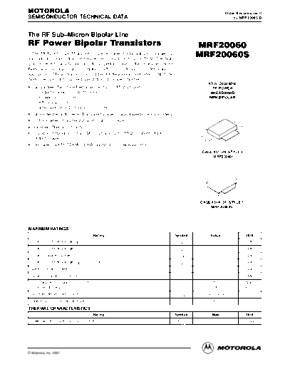 Motorola mrf20060rev0m  . Electronic Components Datasheets Active components Transistors Motorola mrf20060rev0m.pdf