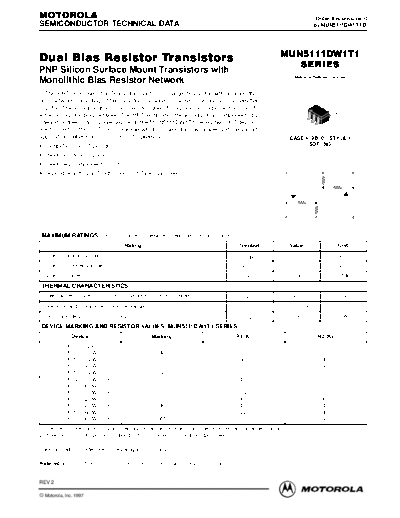 Motorola mun5111  . Electronic Components Datasheets Active components Transistors Motorola mun5111.pdf