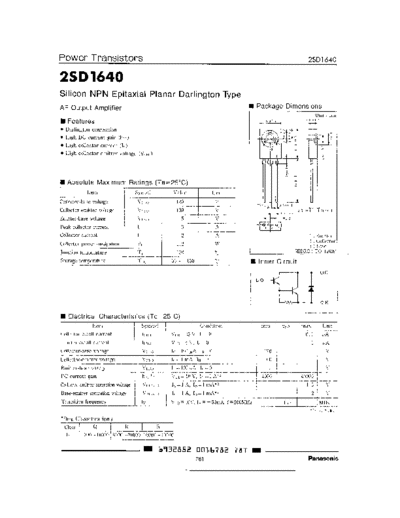 Panasonic 2sd1640  . Electronic Components Datasheets Active components Transistors Panasonic 2sd1640.pdf