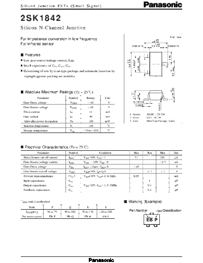 Panasonic 2sk1842  . Electronic Components Datasheets Active components Transistors Panasonic 2sk1842.pdf