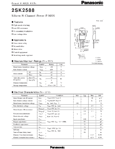 Panasonic 2sk2588  . Electronic Components Datasheets Active components Transistors Panasonic 2sk2588.pdf