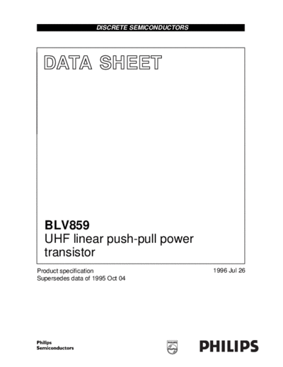 Philips blv859  . Electronic Components Datasheets Active components Transistors Philips blv859.pdf
