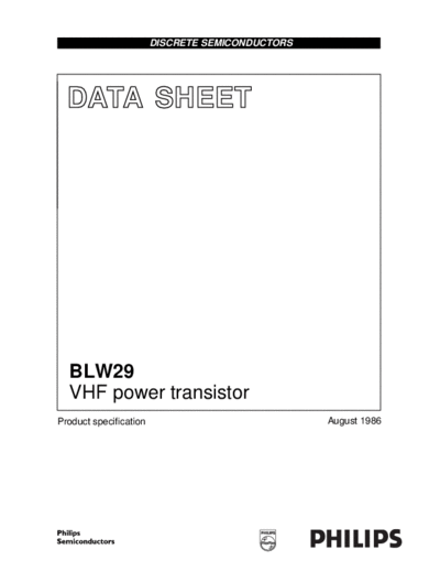 Philips blw29  . Electronic Components Datasheets Active components Transistors Philips blw29.pdf