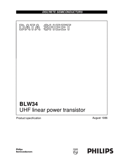 Philips blw34  . Electronic Components Datasheets Active components Transistors Philips blw34.pdf