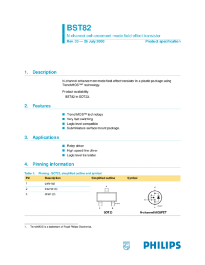 Philips bst82-03  . Electronic Components Datasheets Active components Transistors Philips bst82-03.pdf