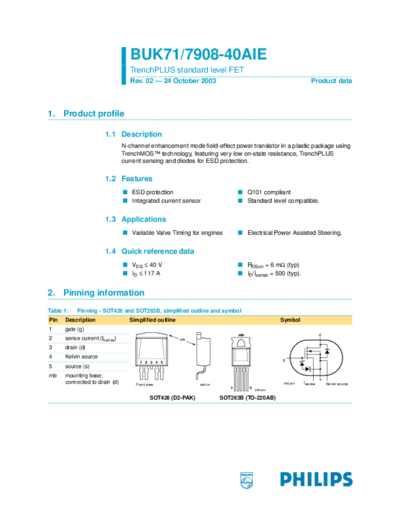 Philips buk7108-40aie buk7908-40aie  . Electronic Components Datasheets Active components Transistors Philips buk7108-40aie_buk7908-40aie.pdf