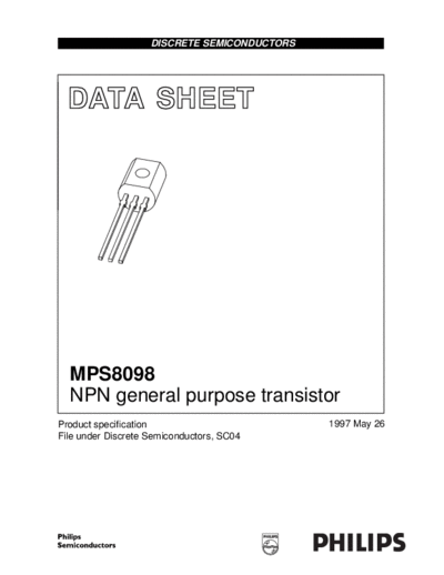 Philips mps8098 1  . Electronic Components Datasheets Active components Transistors Philips mps8098_1.pdf