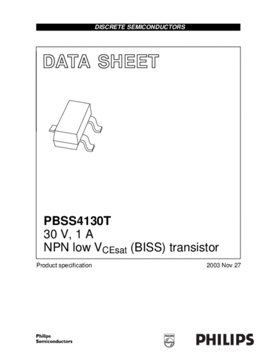 Philips pbss4130t  . Electronic Components Datasheets Active components Transistors Philips pbss4130t.pdf