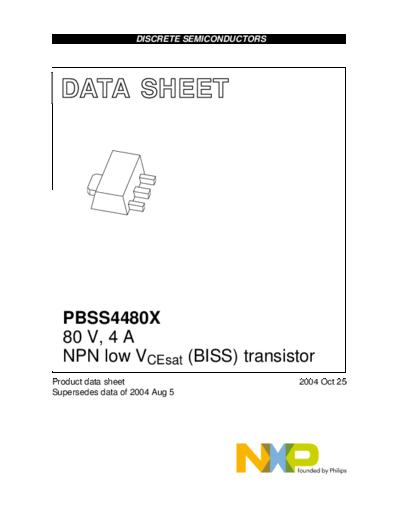 Philips pbss4480x  . Electronic Components Datasheets Active components Transistors Philips pbss4480x.pdf